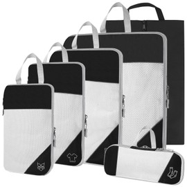 Suitcase Organiser Packing Cubes Compression Pack of 6 Compression Packing Cube for Organising Your Travel Luggage, Suitcase Organiser, Travel Clothes Bags for Backpack, Suitcase