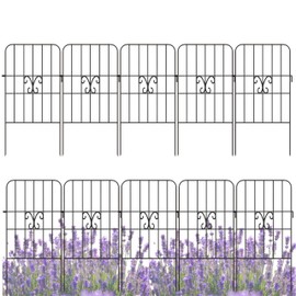 ShopLaLa Garden Fence Animal Barrier (20 Panels) 12in(L) x 24in(H) Rustproof Decorative Border Metal Wire Fencing Butterfly Edging for Landscape Patio Yard Outdoor Decor No Dig, Black Fences for Dogs