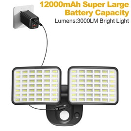 YTKIH Rechargeable Battery Powered Motion Light(2-3 Months Endurance), 2500LM Motion Sensor Outdoor Security Light, USB Charging LED Flood Light Outdoor for Garage/Yard/Entryways/Patio/Garden