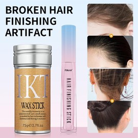 FUNAN 9Pcs hair finishing stick Set with hair finishing stick, hair wax stick, Hair Tail Tools, Hair Comb Kit for Woman Girl Hair Styling, Non-Greasy and Non-Sticky, Edge&Back Brushing(Pink)