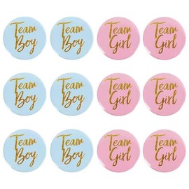 Gender Reveal Baby Shower Party Favours Gifts Badges Team Boy or Girl Vote Games