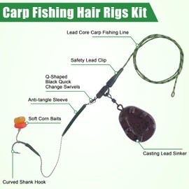 Carp Fishing Rigs Terminal Tackle Kit Hair Chod Helicopter Rig with Hooks Weights Swivel Snaps Sleeves Boilie Bait Rigs Setup Carp Fishing Accessories (Flat Pear Sinker Rigs, 2.5oz_70g)