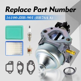 GCV160 16100-Z8B-901 Carburetor & Air Filter for Honda GCV160LA0 GCV160LA1 Engine HRR216K9 HRS216K5 K6 K7, for Husqvarna HU700F HU700H 7021P, for Troy-Bilt TB240 TB130 130XP Mower Auto Choke