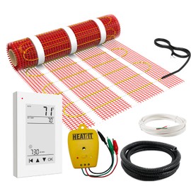 25 sqft HEATIT Warmmat Electric Radiant Self-adhesive Floor Heat Heating System & ET-72 Thermostat & Alarm Monitor