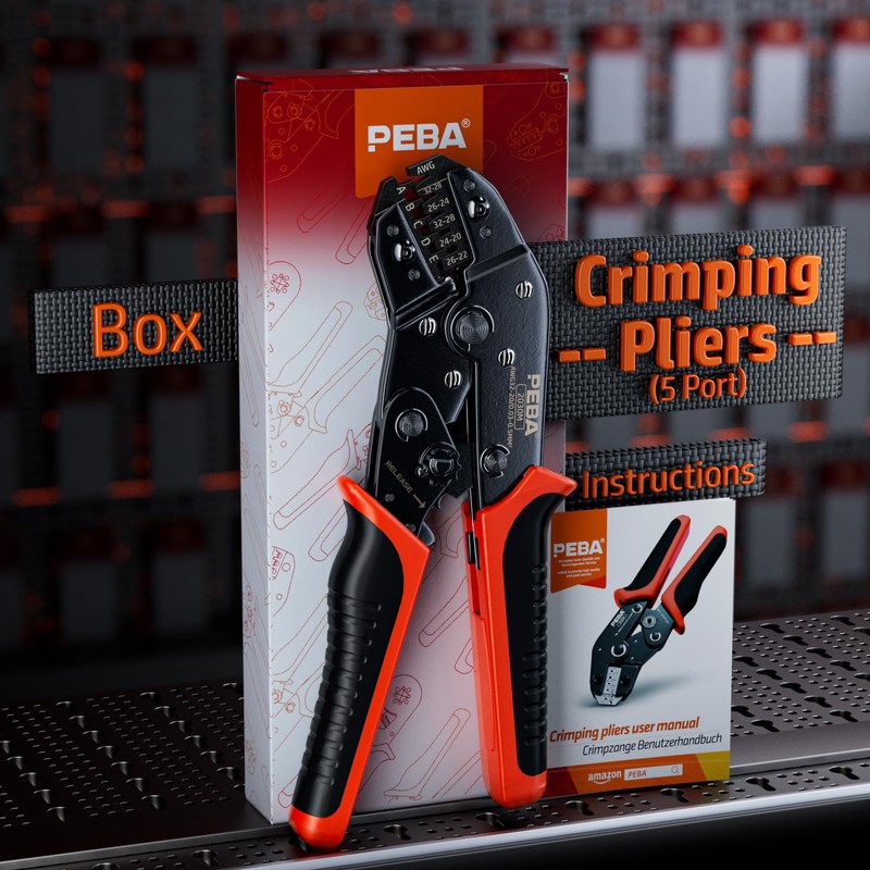 PEBA Micro Connector Pin Crimping Tool 0.03-0.5mm² 32-20AWG Ratcheting Crimper