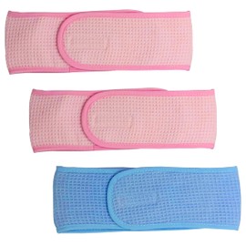 Estfin 3 Pack Natural Cotton Waffle Headband Hairlace Hair Turban Ultra Super Soft for Spa Cosmetic Makeup Facials Yoya Running Jogging Exercising Athletic Sports for Ladies Women Gril