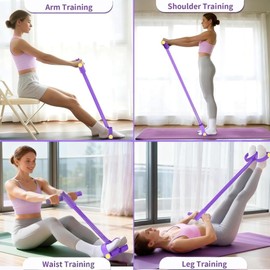 Genérico Multifunction Elastic Yoga Resistance Band with Handle,Pedal Resistance Band for Foot Pedal Pull,Back Stretch,Tube Exercise Bands with Handles Foot Pedals for Full Body Workout