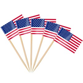 AhfuLife 200 Pcs American Flag Toothpick, America Toothpick Flag - 4th of July Decorations Cupcake Toppers, American Flag Cocktail Picks for COPA America 2024 Soccer Party, Olympic Decorations