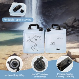 Deiris 1 jarra plegable de almacenamiento de agua de 15 l, tanque de plástico sin BPA, cubeta de agua de plástico de gran capacidad con válvula, a prueba de fugas y portátil para camping, senderismo y