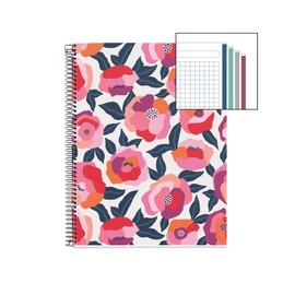 Miquelrius A4 Notebook Extra Strong Cover 4 Coloured Strips 120 Sheets Squared Paper 70g Micro Perforated with 4 Holes for 4 Rings Pink