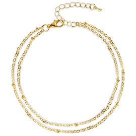 NUOGUAYI Anklet for Women, Anklet for Women, Gold, Glitter, Waterproof, Adjustable Anklet, Women's Anklets, Summer Beach Jewellery, Gifts for Mum, Mother, One size, Metal, No Gemstone