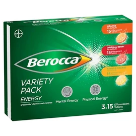 Berocca Energy Effervescent Tablets (3×15 Variety Pack)