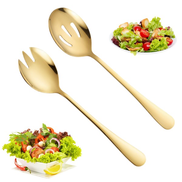 WUISOLQP Set of 2 Salad Servers Stainless Steel Serving Spoons,