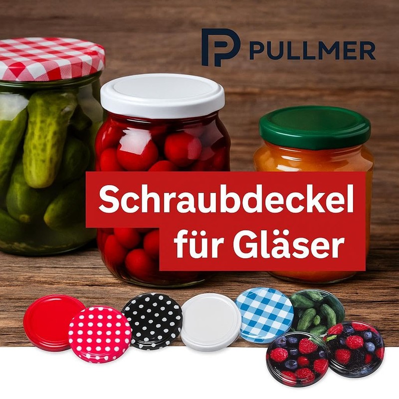 Pullmer Deckel für gläser 89 mm, Schraubdeckel, Twist-Off-Deckel (Weiß, 10
