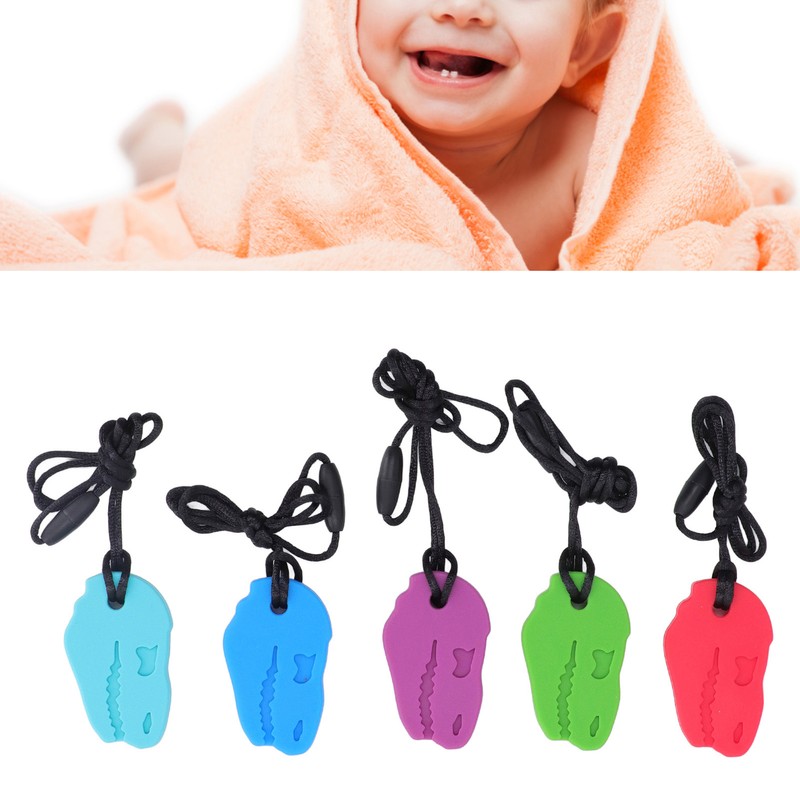 5pcs Infants Teething Necklace Silicone Exercise Senses Soothing Gum Chewing