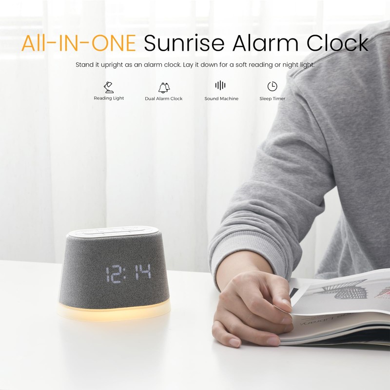 Sunrise Alarm Clock with Sound Machine Night Light for Bedroom