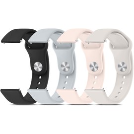 Meliya 20mm 22mm Watch Bands Quick Release Replacement Wristband, 4 Pack Soft Silicone Sport Replacement Straps for Men Women (22mm, Black+Gray+Pink Sand+Starlight)