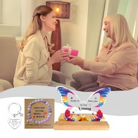 Perfect Nanny Gifts Set - Ideal for Nanny Birthday Gifts, Includes Butterfly Acrylic Stand & Heart-Shaped Charm - Mother's Day, Christmas & Special Occasions Multicolour