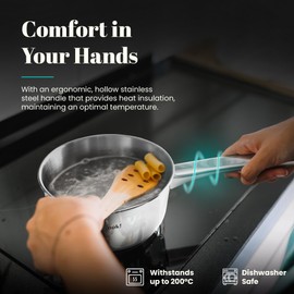 Wecook! Saucepan 18 cm, small saucepan, induction 2.1 litres, stainless steel, stackable, for small portions, single household