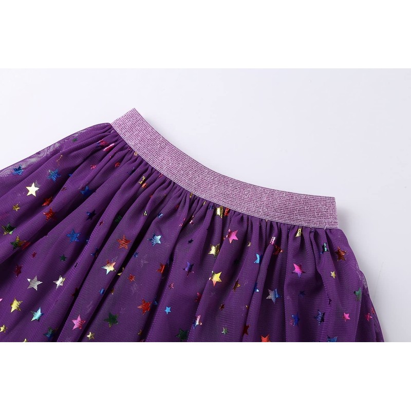 DaniChins Girl's Layered Tutu Skirt Tulle Princess Sparkle Skirt for
