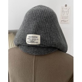 Women's Winter Knitted Hat Beanie Balaclava Hooded Cap Scarf Hat Soft Knit Skull Cap Hood Scarf Neck Warmer Beanies, Grey, Medium