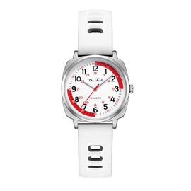 Diaofendi Petite Watch for Women Nurses, Easy to Read Small Face, Silicone Band, Military Time Second Hand and 24 Hour, Waterproof (Red Noodles-White and Black)