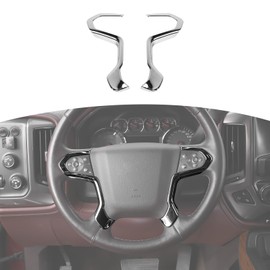 RT-TCZ for Sierra Chrome Steering Wheel Panel Trim Decal for Chevy Silverado/Suburban/Tahoe 2014-2018 for GMC Sierra/Yukon 2014-2018 Chrome Interior Accessories 2pcs