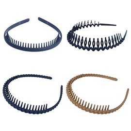 EIH Pack of 4 Hair Bands, Zigzag Headband, Women's Wave Headband, Zig Zag Headband, Invisibobble Headband, Non-Slip Headband with Non-Slip Teeth, for Outdoor Sports Yoga (Multi-Colour)