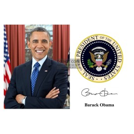 PRESIDENT BARACK OBAMA PRESIDENTIAL SEAL AUTOGRAPHED 4X6 PHOTOGRAPH