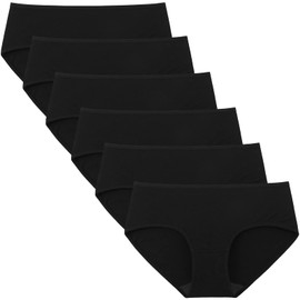 INNERSY Womens Underwear Cotton Hipster Panties Regular & Plus Size 6-Pack(Small,Black)