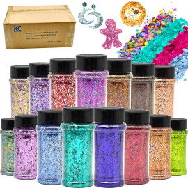 s 24 Pots Chunky Holographic Glitter Reflective Body Glitter for Eyes Hair Nails Lips Festival Cosmetic Glitter Sparcolor: Set7-24 mix colors/Super Glitter