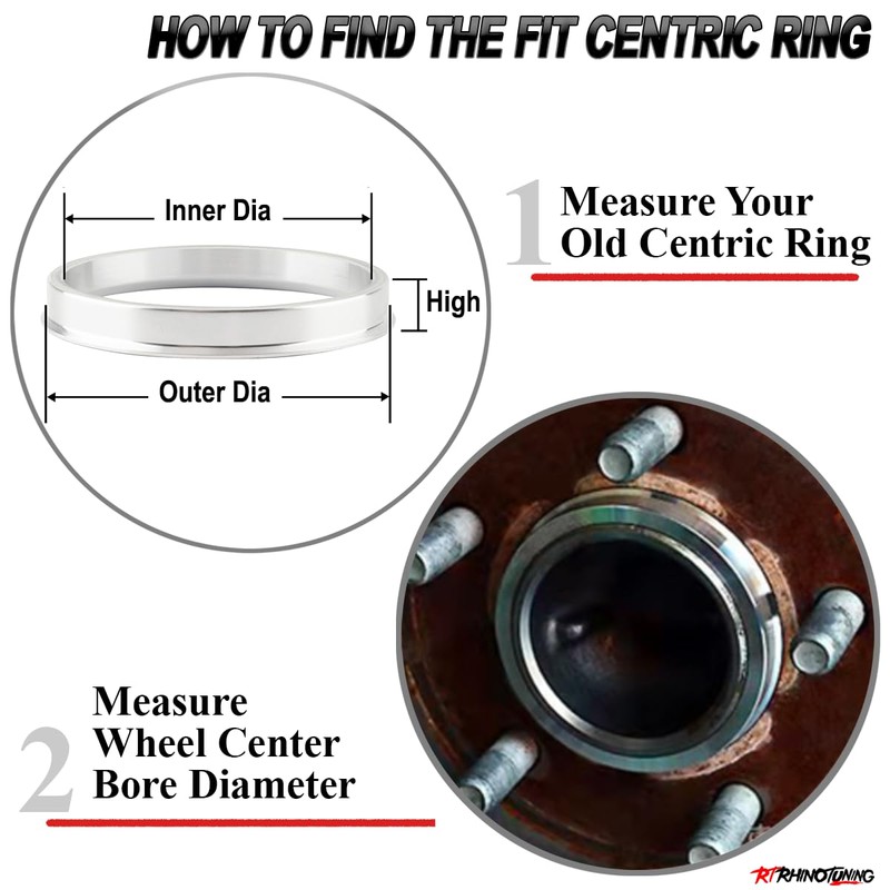 RhinoTuning 4 x centring rings, diameter 74.1 mm, diameter 57.1