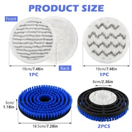 Waylenbo Steam Mop Replacement Brush Heads for Shark S7001/S8201/S7201/S7000 Series, 4-Pack Brush and Mop Cloth for Deep Cleaning & Scratch-Free Polishing on Hardwood & Tile Floors