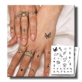 UBICA Semi Permanent Tattoos Tiny, 2 Sheets Realistic Finger Temporary Tattoo, Lasts 7-15 Days, Waterproof and Non-Reflective, for Music Festival Party, for Finger Ear