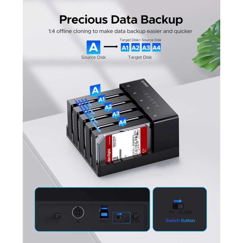 ORICO 5 Bay Hard Drive Docking Station Cloning 3.5SATA Enclosure