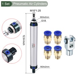 YOKIVE Pneumatic Air Cylinder, Double Action with Y Connector and Quick Fitting, Great for Punching Machine, Pneumatic System, Material Handling (MAL 32x175)