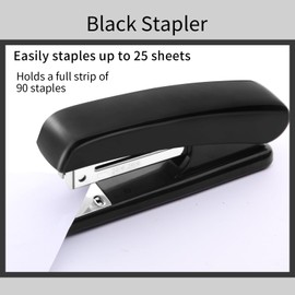 Black Stapler, Desktop Stapler, 25 Sheet Capacity, Includes 1000 Staples and Staple Remover