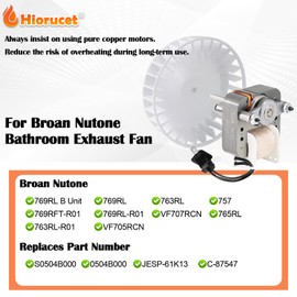769RL B Unit, S0504B000 Bathroom Fan Motor Replacement for Broan Nutone 769RL, 763RL, 769RL-R01, 757, 769RFT-R01, VF707RCN, 765RL, 763RL-R01 Exhaust Fan, Replace Fan Motor Kit C-87547, JESP-61K13.