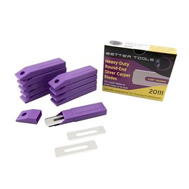 Better Tools Heavy-Duty Round-End Silver Carpet Blades - 100 blades/box - 10 blades/tube