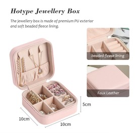 Hotype Jewellery Box, Travel Jewellery Box for Women, Travel Jewellery Box, Jewellery Storage, Small Jewellery Box for Rings, Earrings, Necklace, Gift, Pink