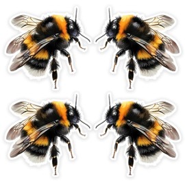 4pcs Small Size Cute Cartoon Bee Car Decals-3.35''x3.15''- Animal Theme Sticker for Bumper, Window, Motorcycle, Laptop, Notebooks, Skateboard and More, Car Accessories Waterproof Vinyl Decal | CZ22