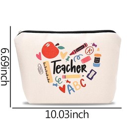 Sisadodo Teacher Appreciation Makeup Cosmetic Bags Teacher Appreciation Gifts for Women Staff Educators Birthday Granduation Gifts for Teachers Cosmetic Bag Thank You Teachers Gifts Bag