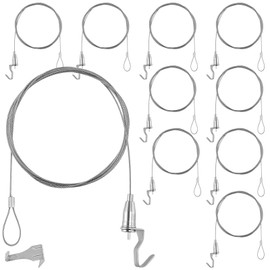 MAHIONG 10 PCS 2 m Silver Picture Rail Hooks, Picture Hanging Kit, Stainless Steel Wire with Adjustable Hook, Rail Moulding Hook for Protecting Walls, Home Decor