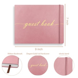 Elegant Wedding Guest Book - Perfect for Wedding Receptions, Baby Showers, Birthdays and Special Events - 7" x 9" Sign in Book - 120 Lined Pages - Leather Hardcover - White