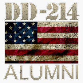 HOF Trading Dd-214 Alumni Military Veteran Vintage American Flag Vinyl Sticker Waterproof Decal Laptop Wall Window Bumper Sticker 5"