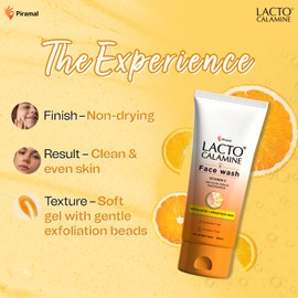 Lacto Calamine Vitamin C face wash with Aloe Vera & Niacinamide for bright and glowing skin| Exfoliates skin, reduces pigmentation, No parabens, no sulphates - 100 ml, Orange