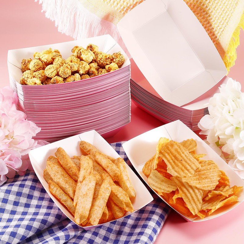 Incisite 200 Pcs Paper Food Trays, 2 Lb, Pink