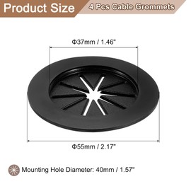 uxcell 4 Pcs 2.17 Inch Flexible Cable Grommets, Self-Adhesive Desk Hole Cover, Wire Organizer Cords Management for Office Desks Table, Black