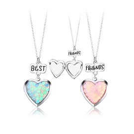 Heart Locket Necklace for Best Friend Matching Friendship Necklaces for 2 Girls Bff Christmas Birthday Gifts for Girls Bestie Necklace for Friends Sweet Gifts for Girls