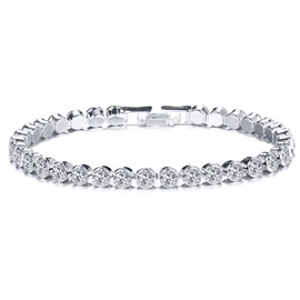 NHQ Women's Crystal Bracelet, Charm Bracelet, Bracelet with Stones, Tennis Bracelets, Women's Glitter Jewellery, Shiny Zirconia Adjustable Bracelet, Gifts for Women, Advent Calendar Jewellery, with